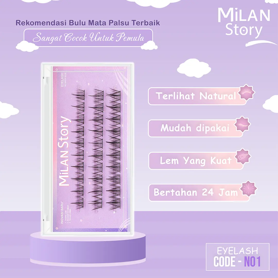 [ LANGSUNG TEMPEL ] MILAN STORY Bulu Mata Palsu Premium N01 Bulu Mata | Eyelash Extention | Eyelash | Eye Make Up | Douyin Lash Tanpa Pinset
