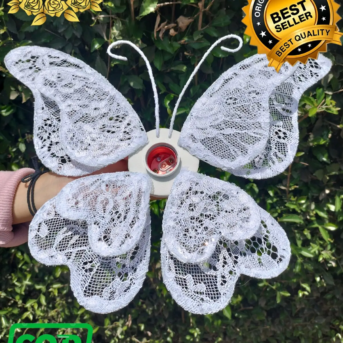 Kelopak/kap lampu bunga dekorasi model kupu kupu cantik murah + fitingan bahan kain brukat