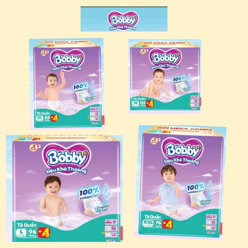Bobby Tã/ bỉm quần Siêu khô thoáng M112/L96/XL84/XX76/ Mẫu bỉm dành cho mùa hè ( Cộng miếng ngẫu nhiên ) Bỉm Mềm Mỏng Mặt Lưới 4D