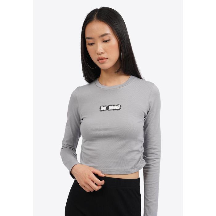 Gambar COLORBOX Long Sleeve Top with Side Ruched I-TLKKEY125F613 Grey - Grey, S dari Colorbox Indonesia Kota Bekasi Tokopedia