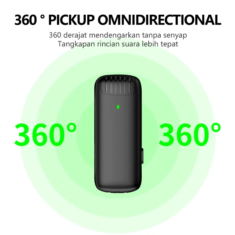 Topspot Mikrofon lavalier mini dengan casing pelindung dan pengisi daya, mikrofon nirkabel portabel plug-and-play,ponsel pintar/komputer/kamera Android, siaran langsung video pendek , mengisi daya ponsel Anda saat merekam Mic Microphone Wireless Bluetooth 6