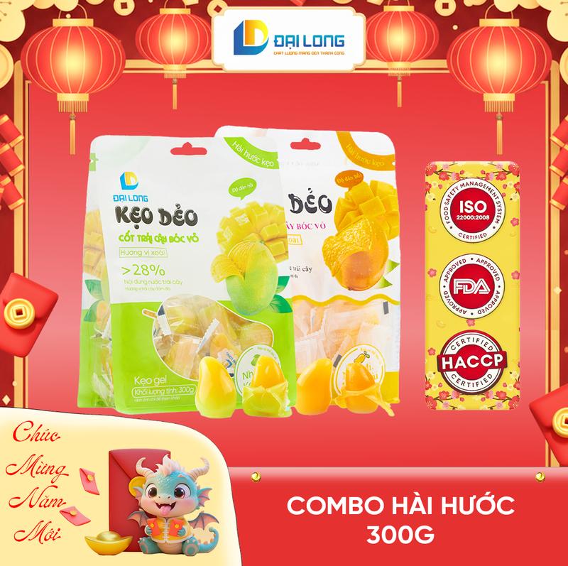  COMBO HÀI HƯỚC Đại Long KẸO TẾT gồm 2 gói kẹo dẻo xoài bóc vỏ Đại Long vị xoài xanh và xoài chín siêu hot vừa ăn vừa chơi Chua Ăn Vặt Snack Food deo không đủ vị trái cây Candy peel gummy peeling 