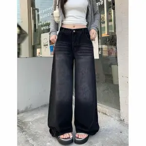 UNISEX Celana Jeans Baggy Loose Pant Hitam Oversize Korean Style Straight Gombrong untuk Wanita & Pria Skena Kalcer Celana Denim Cowok & Cewek
