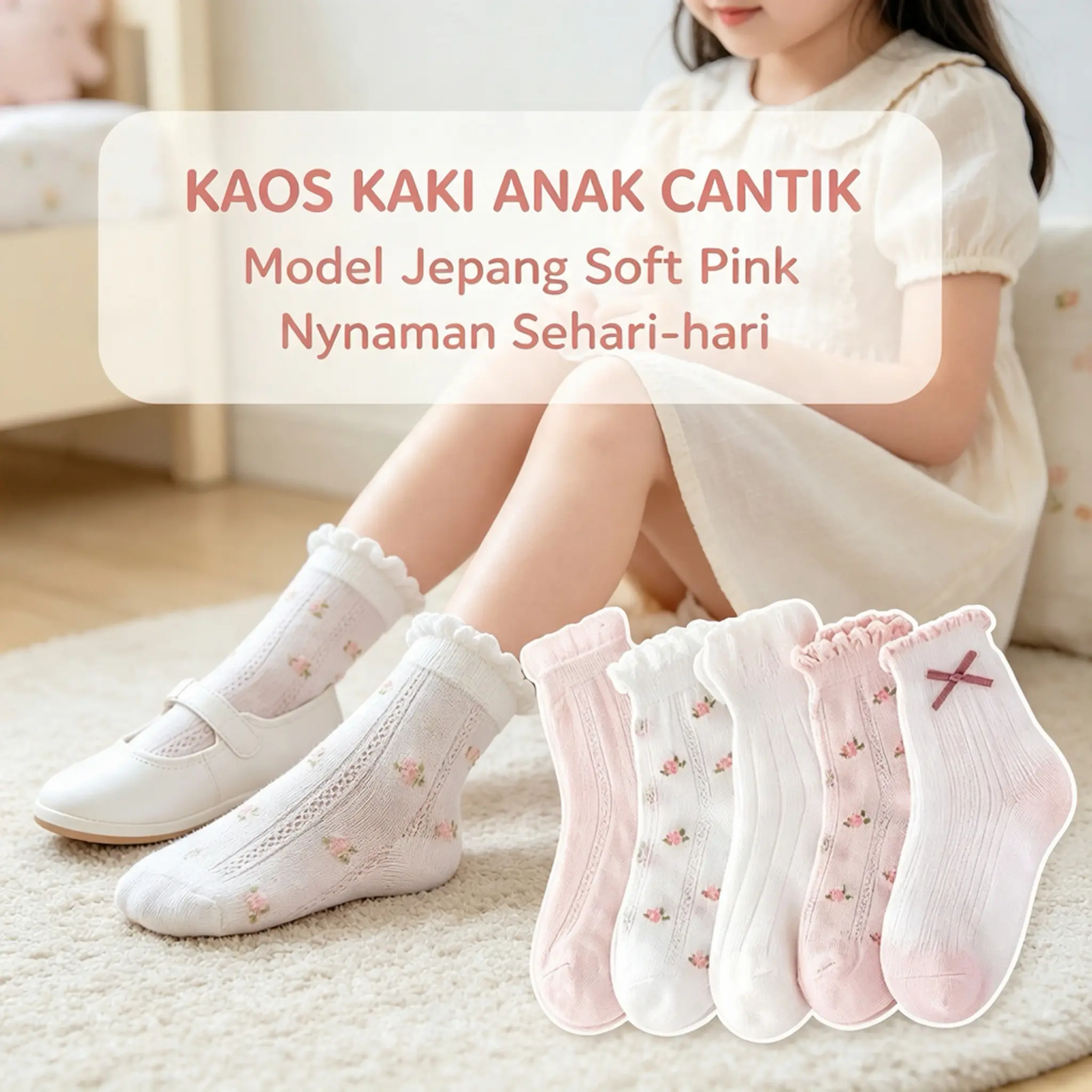 5 Pasang Kaos Kaki Perempuan Laki Laki Bahan Katun Lembut Motif Renta Lucu Anti Gatal