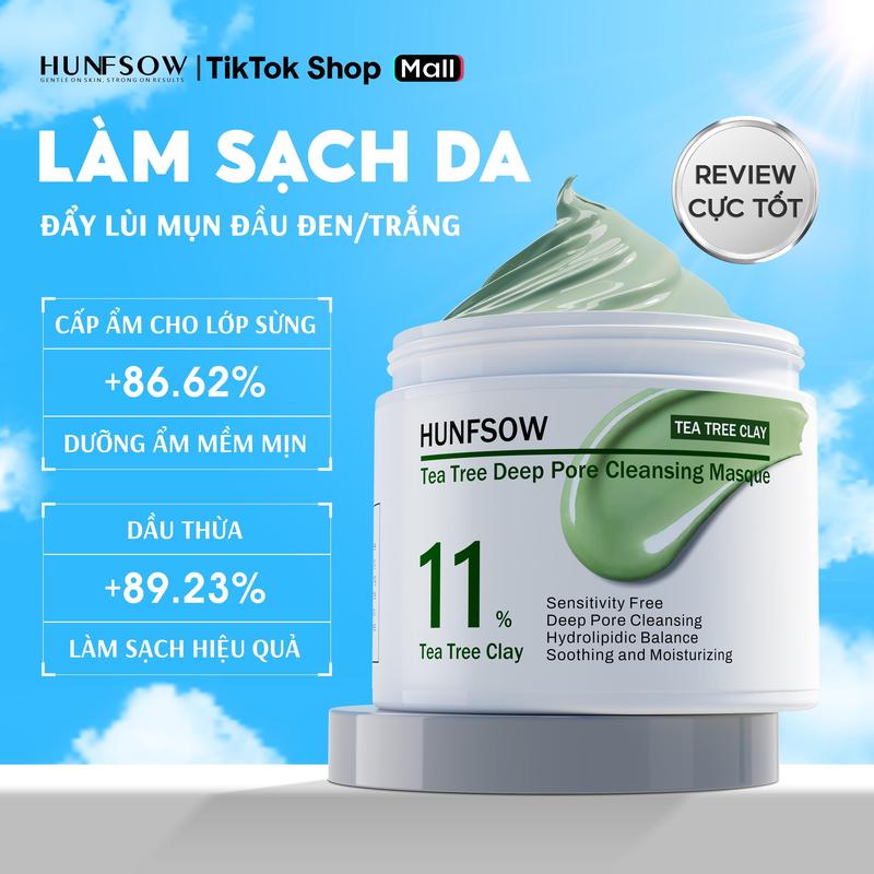 HUNFSOW Mặt Nạ Đất Sét Rau Má 120g - Làm sạch sâu kiểm soát dầu làm sạch lỗ chân lông dịu nhẹ loại bỏ bụi bẩn dưỡng ẩm phục hồi da.