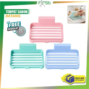 [COD] FH C227 Tempat Sabun Batang Tempel Dinding Tanpa Paku / Rak Sabun Kamar Mandi / Kotak Sabun Plastik
