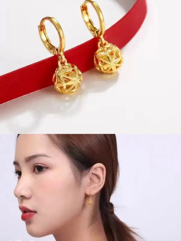 Hoa Tai Nữ, Phong Cách Cổ Điển, Thiết Kế Quả Cầu Bốn Lá, Với Thiết Kế Rỗng Women 0