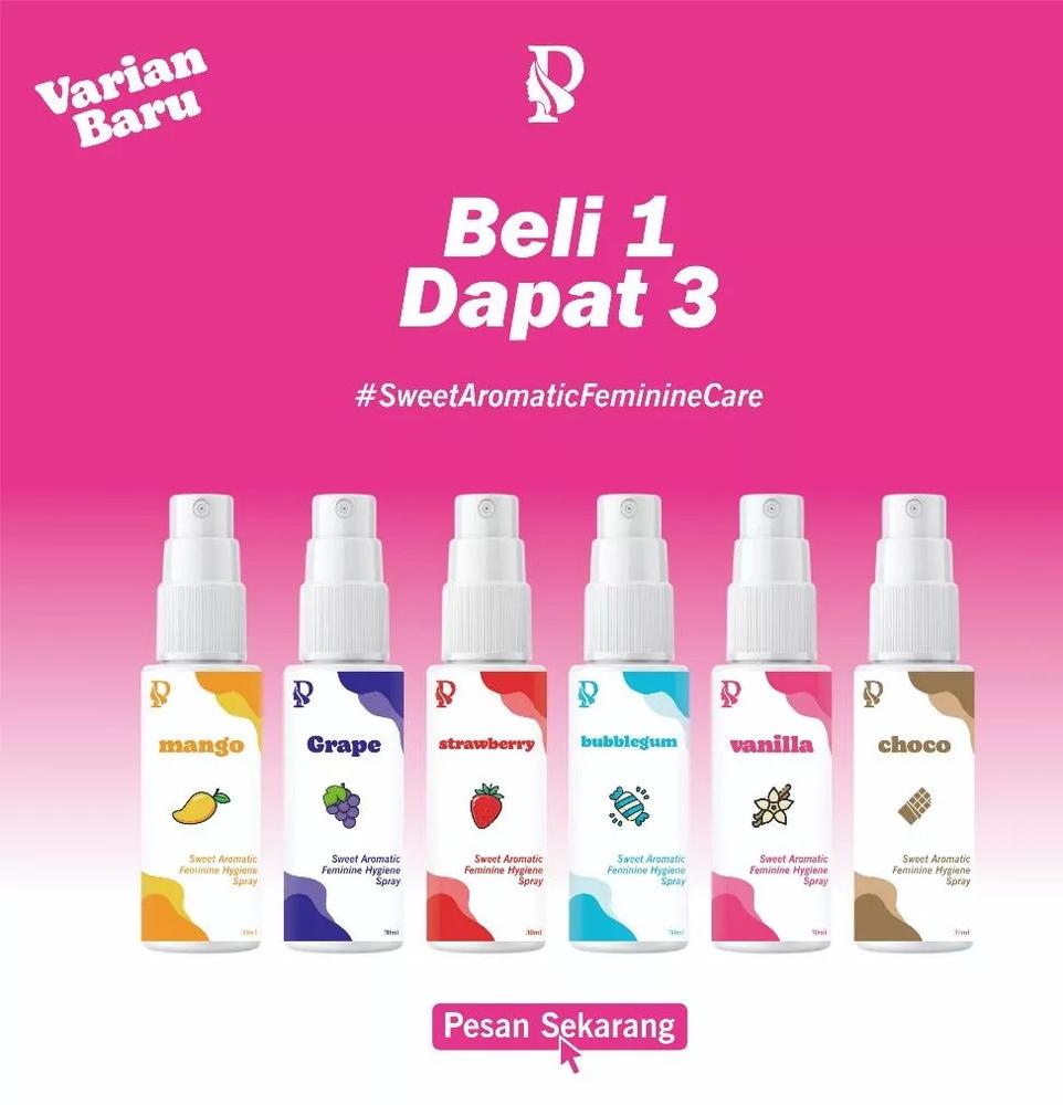 Terlaris POETRY Paket Bundling Sweet Aromatic Feminine Care Spray 3 Pcs varian vanilla bublegum grape strowberry huzlenut manggo