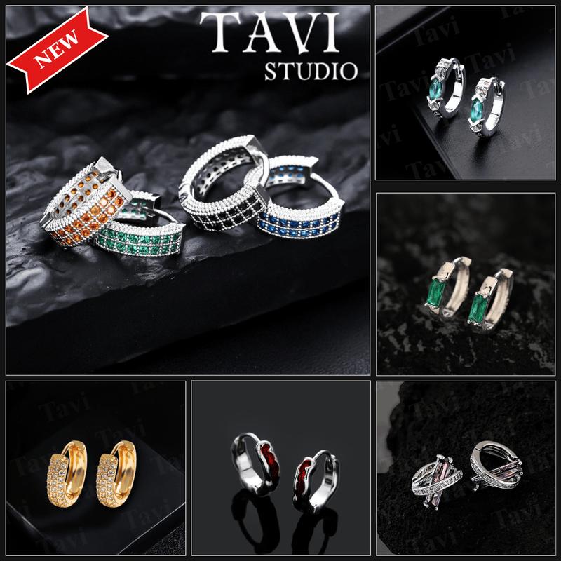   Mua là mê chê thì hoàn về  Khuyên tai titan nam nữ unisex - Hoa tai tròn đính đá bạc không gỉ không phai màu style hiphop phá cách Tavi Studio nhiều mẫu 