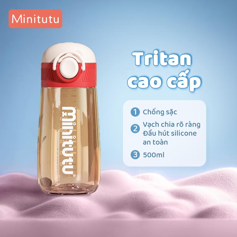 Minitutu Bình Nước Tritan Cổ Rộng 500ML An Toàn Không BPA Dung Tích Lớn Uống Thẳng & Chống Rơi Tiện Lợi Cho Trẻ Từ 12 Tháng Đến 6 Tuổi hoặc Người Lớn
