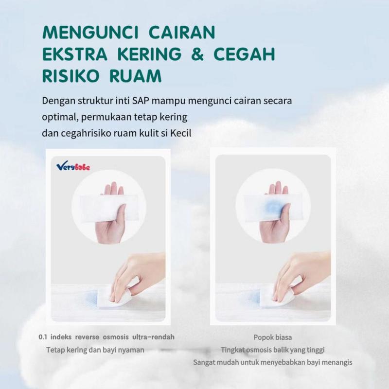 2Pack-VeryBabe SAP Popok Bayi Diapers Bayi S/M/L/Xl/XXL/XXXL/XXXXL Tipis Bernapas Tinggi Serap Anti Gumpal Kering Merah 7