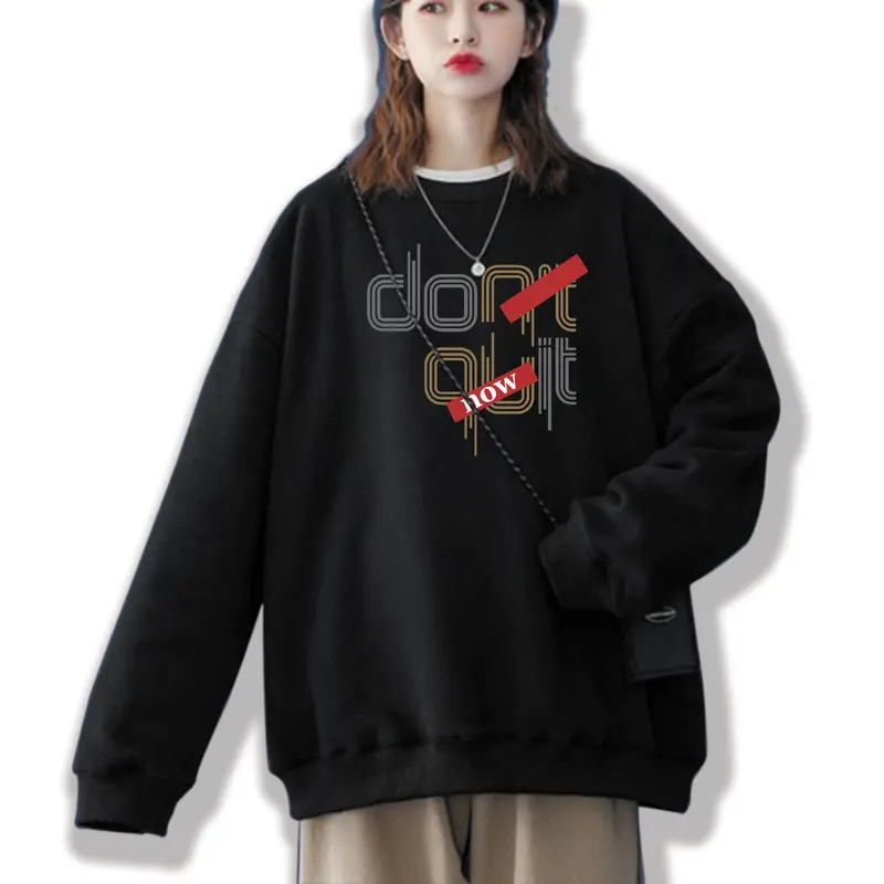 Sweater Oversize Unisex Don Quit Crewneck Korean Style Big Size Jumbo (S-5XL) - Casual Outerwear Distro Polos - Wanita, Hoodie Fleece Tebal Basic Couple Nyaman 2