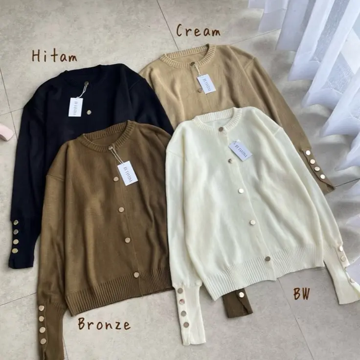 Starla Cardigan Basic Knit Kancing Silver Tebal Premium