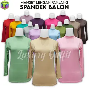 Manset Lengan Panjang Wanita Dalaman kebaya Spandex Balon Licin Mangset Baju Cewek Warna Putih Atasan Perempuan Dewasa dan Remaja Kaos Sagee Balon Lembut Nyaman Oblong