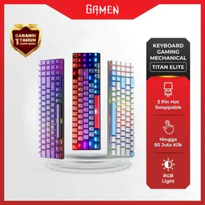 GAMEN Titan Elite Keyboard Gaming Kabel Computer Mechanical Keycaps 78 Keys Ergonomic Design Tahun dengan Outemu Blue Red Switch dan 17 Mode Lampu RGB - Original Garansi 1