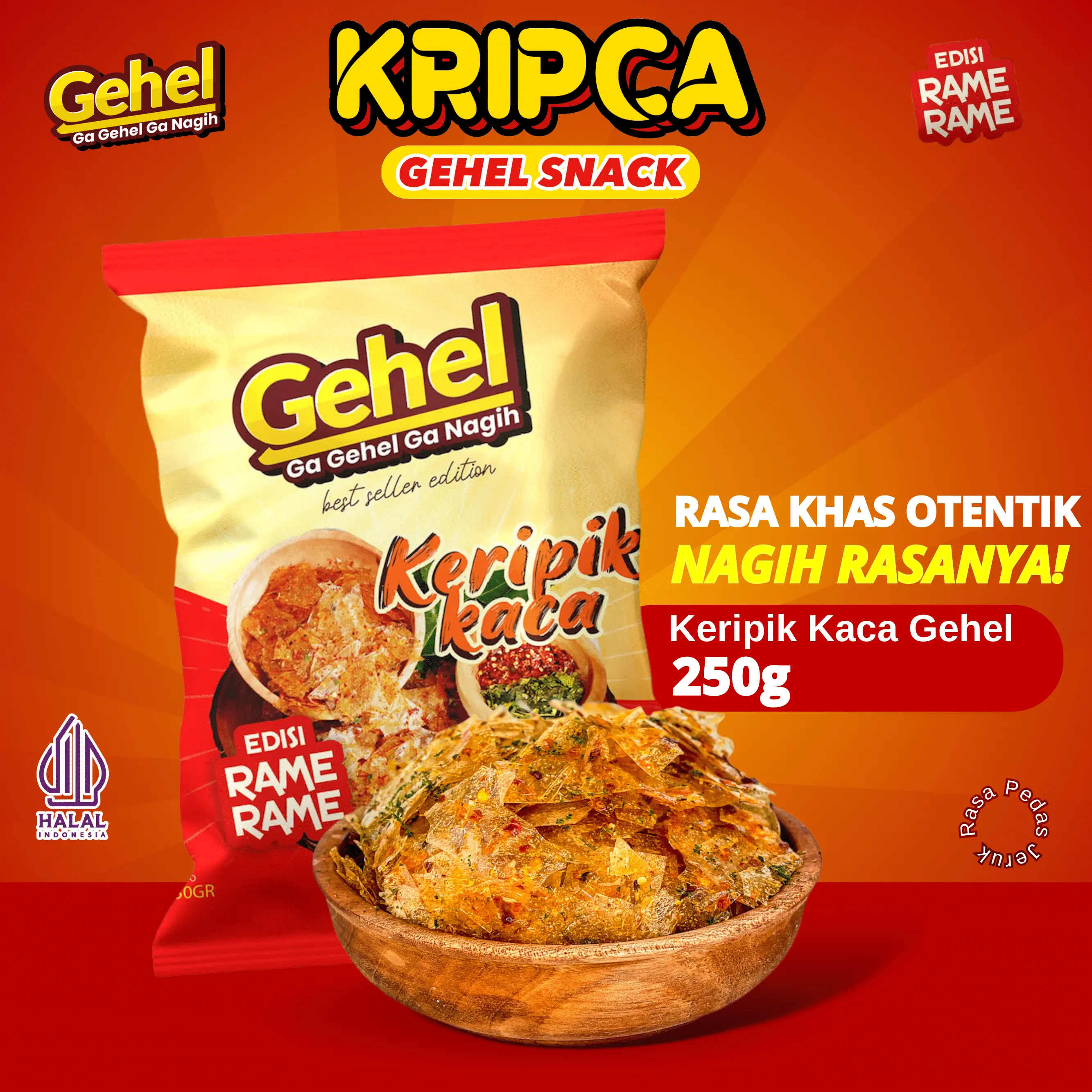 KRIPCA Gehel 250gr - Makanan Ringan Cemilan Pedas Food Snack Singkong