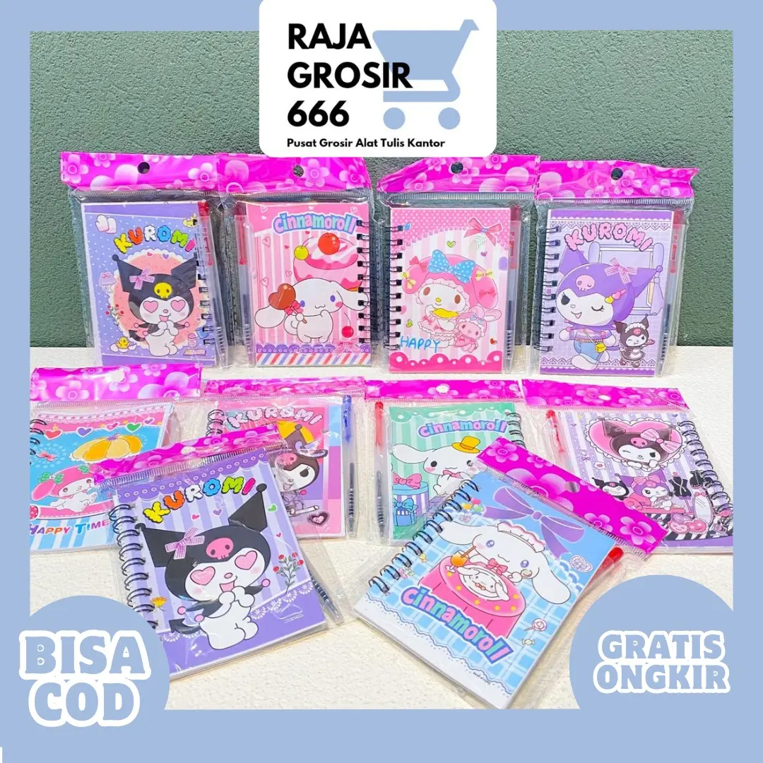 BUKU BINDER MINI SANRIO UKURAN A7 DAPAT 1 PULPEN BK-1211 TERBAGUS TERJANGKAU CINAMOROLL MELODY KUROMI