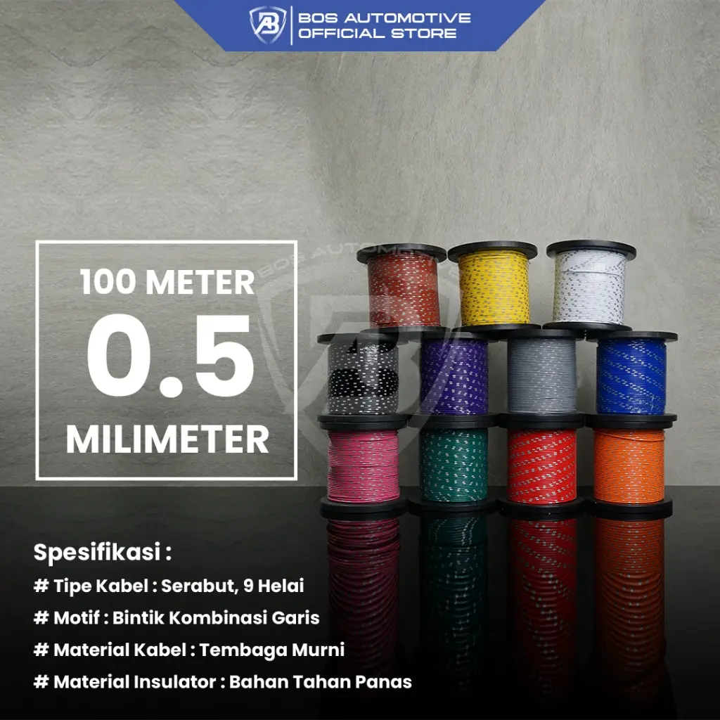 Kabel Bintik AVS 0.5MM x 100M Kabel Otomotif Body Mobil Motor Serabut Tembaga (Bobin)
