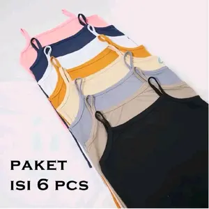 6 pcs Tanktop Tali Kecil korea tanktop/singlet Wanita Bahan premium Atasan