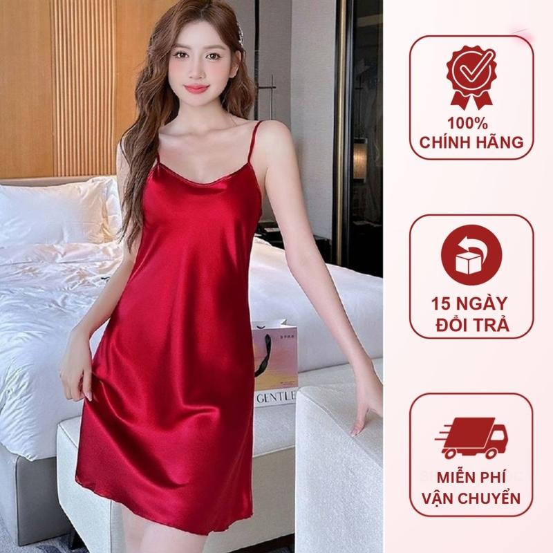  Đầm Ngủ 2 Dây Cổ Tròn Chất Lụa Latin Loại 1 Tôn Dáng  Big size 40-80Kg 