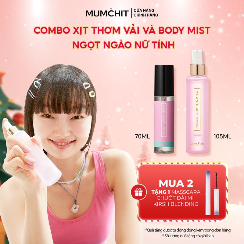 Combo Xịt Thơm Vải + Xịt Thơm Tóc Và Body Mumchit Trẻ Trung Ngọt Ngào Cosmetic Nước Hoa