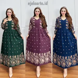 NJOLOARTO.ID Longdres Chibi Busui Bumil Bahan Rayon Tebal Trends LD 110cm Resleting Depan Tali Samping Daster Kekinian untuk Wanita Ibu Hamil