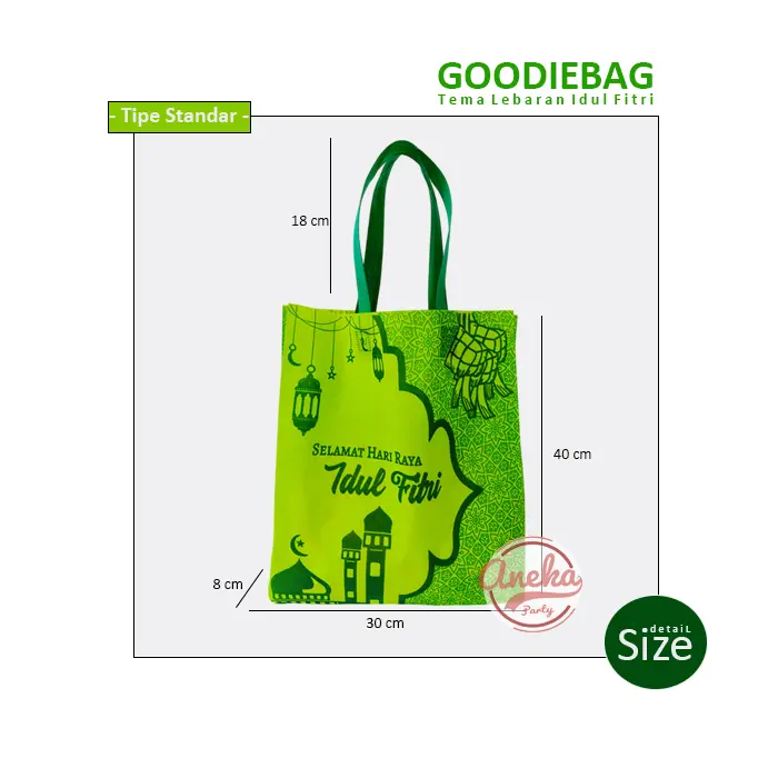 isi 12 Tas Parsel Idul Fitri standar grosir / Goodie Bag Idul Fitri / Kantong Snack Souvenir parsel lebaran / tas lebaran idul fitri / tas kain lebaran 8