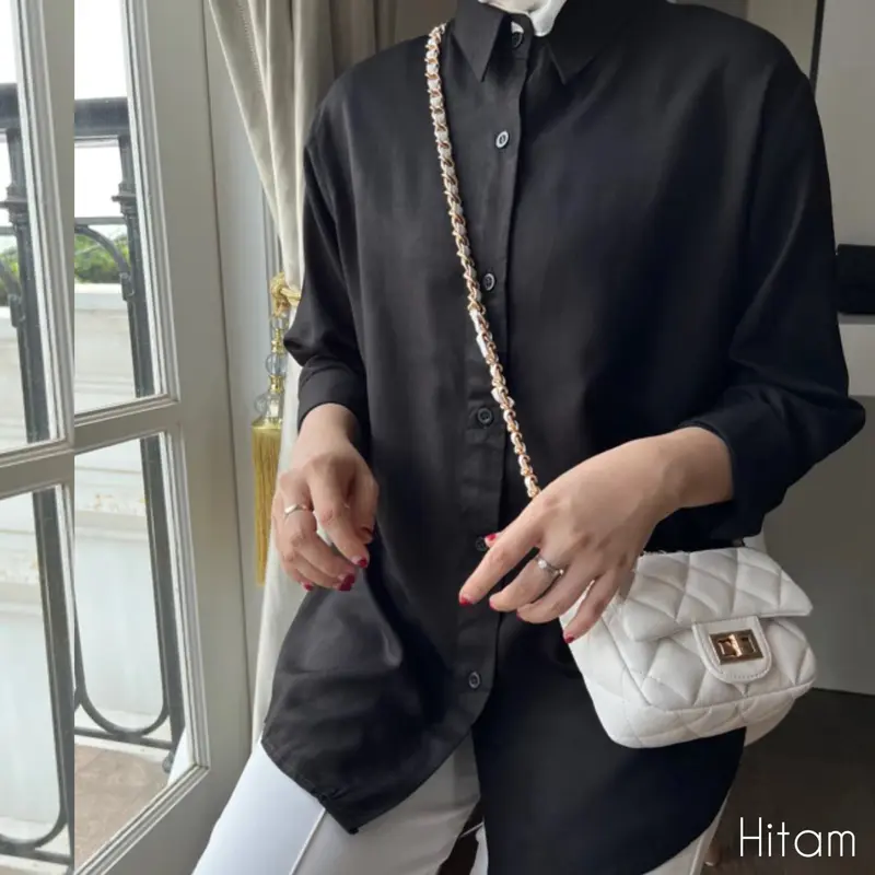 Kemeja Polos Rayon Twill Wanita Korean Style By Mylismaiiez 2