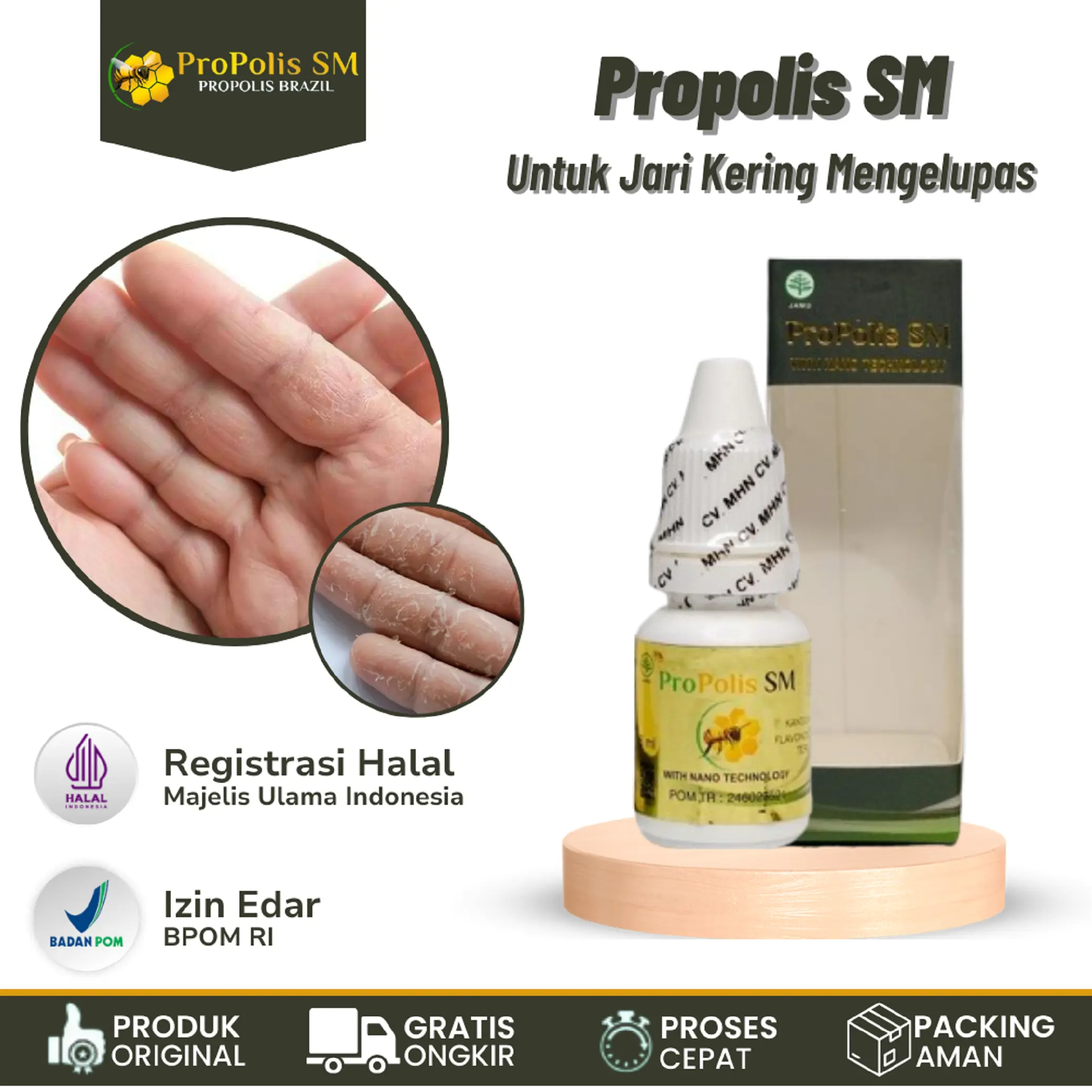 Cairan Oles Pelembab Jari Tangan Kering Dan Mengelupas Propolis SM Hand Lotion