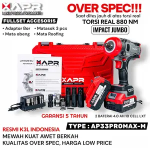 XAPR AP33PROMAXM Impact Wrench Jumbo GP Edition 1850Nm 1/2inch 2 Baterai 10Cell 99V Garansi Resmi 5 Tahun Spesialis Baut Roda Macet