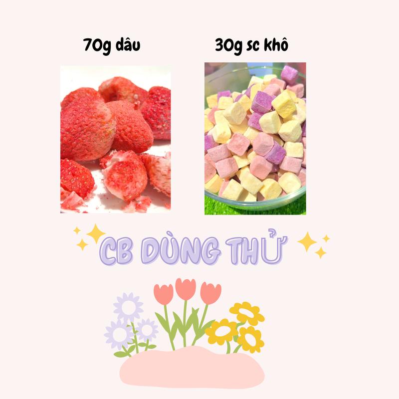  CB THỬ 100g gồm 70g dâu tây & 30g sc khô Dâu Tây Sấy Giòn Thăng Hoa Ăn Vặt Đà Lạt Ngon Miệng Chua Ngọt Dễ Ăn,Snack Thực Phẩm Ăn Liền Food Thức Ăn Snack  D2  