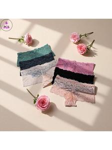 PAN200 Pantaletas con Encaje- Set de 6 Piezas de Alta Calidad y Estilo - Ideal para Regalar o Consentirte a Ti Mismo - Elegantes y Cómodas