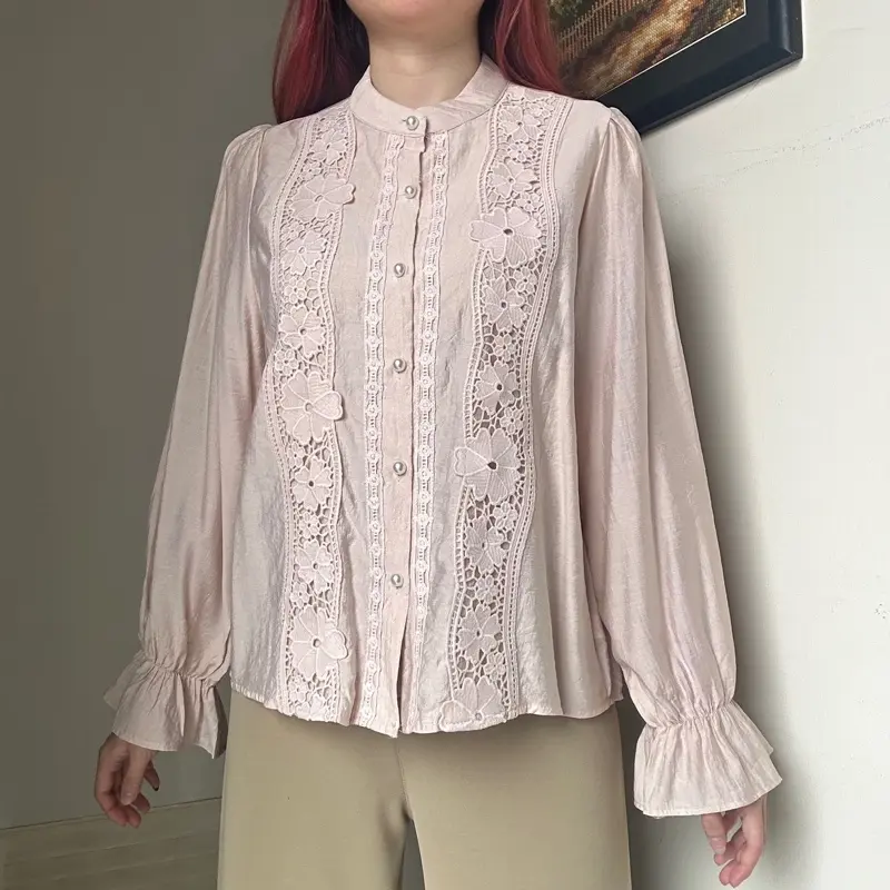 Dahlia top BKK kemeja blouse atasan KATUN RENDA wanita korean Style linen by Biel the label Silk Panjang 4