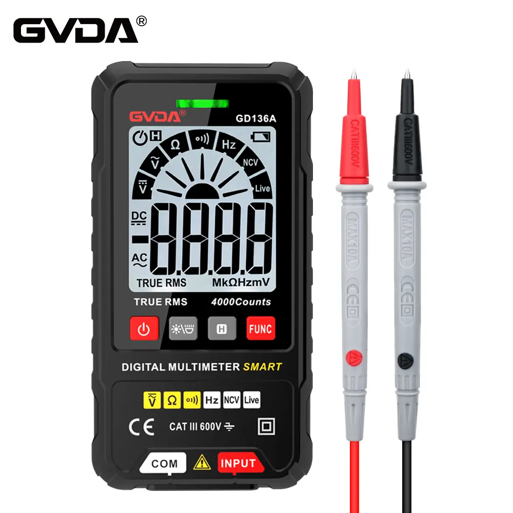 Đồng Hồ Vạn Năng Thông Minh, GVDA, 4000 Số Đếm, True RMS, Đo Điện Áp NCV, DC, AC, GD136