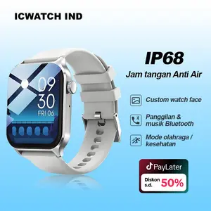 (BISA COD)jam tangan smartwatch pria cewek,X12,  Layar 1.83”  Screen smartwatch  Ponsel  android ios,Sport Tahan Air Bluetooth  Telepon Smart Watch Pelacak Kebugaran Gelang Pedometer Heart Rate Monitor, Hitam/ Pink