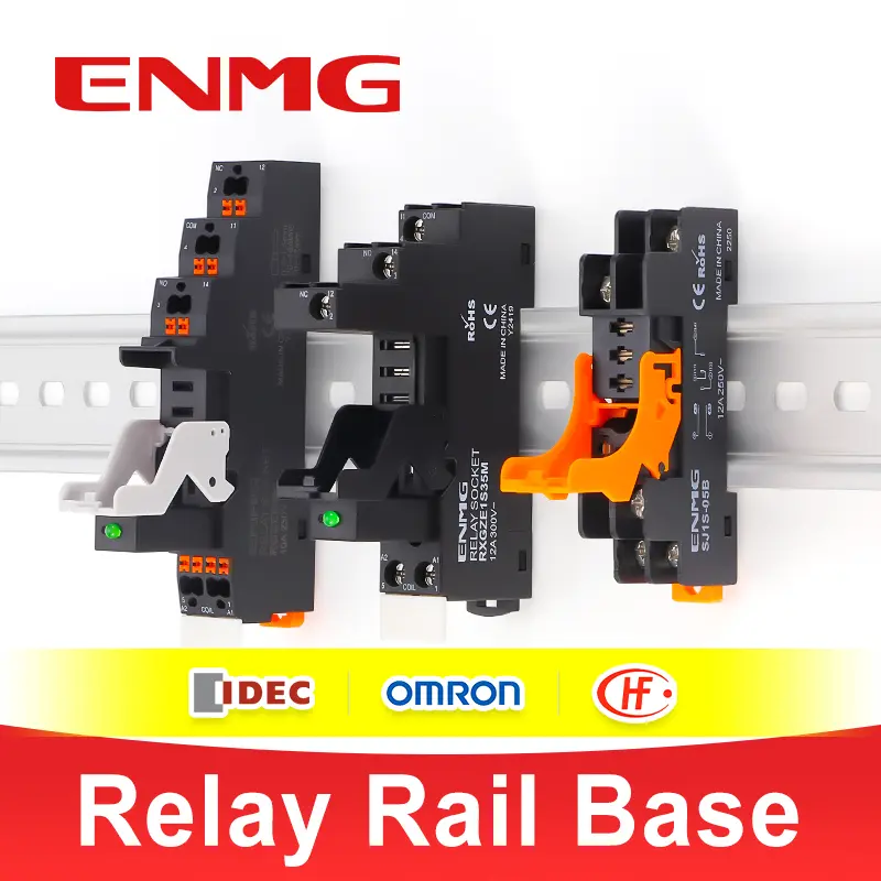 DIN Rail Relay Socket Base RXG-ZE1S-35M RGZE05P RGZE08P SJ1S-05B, 5-Pin/8-Pin Relay Holder for Industrial Control and Automation