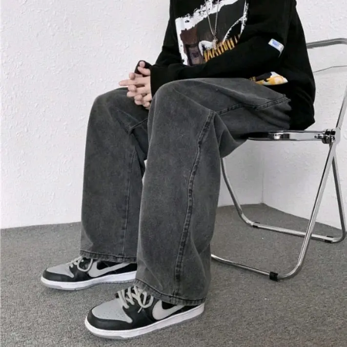 Celana jeans pria baggy pant korea style oversize loose black jeans starlight kulot loose Panjang Denim Hitam Fit Nyaman Cowok Straight Slim Slimfit Skinny Stretch Casual Wine Melar Keren Waist Wisker