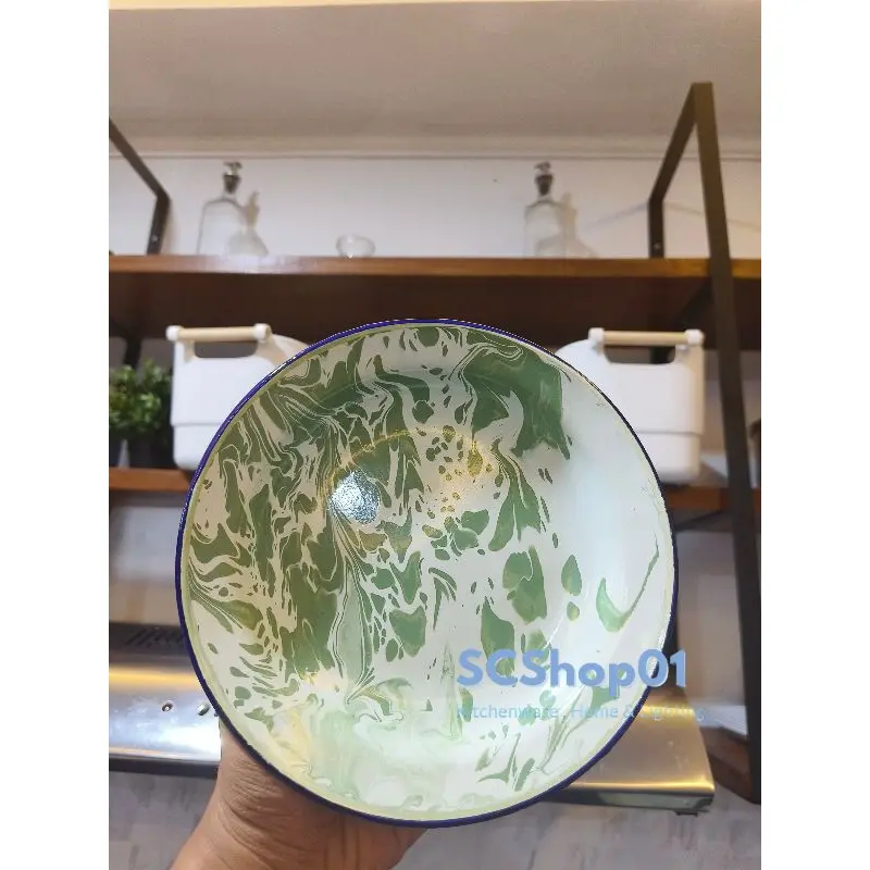 Piring Enamel Blirik Jadul / Piring Seng Enamel Ukuran 14cm/16cm/18 cm/20cm/22 cm 3