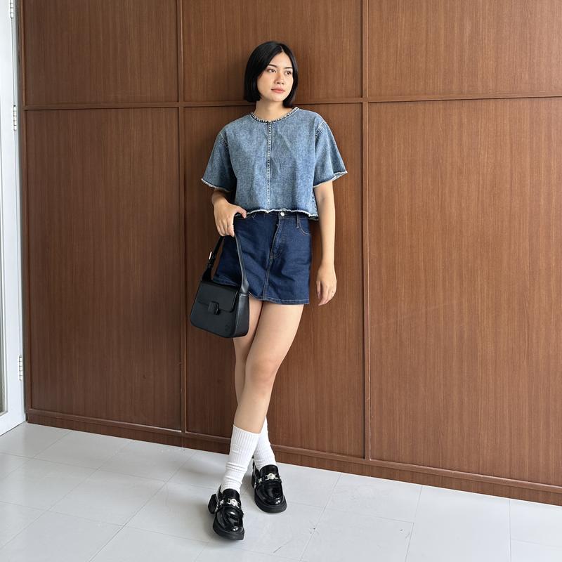 CLARYN  - Noeir Top - 2 Ways Jeans Top 3