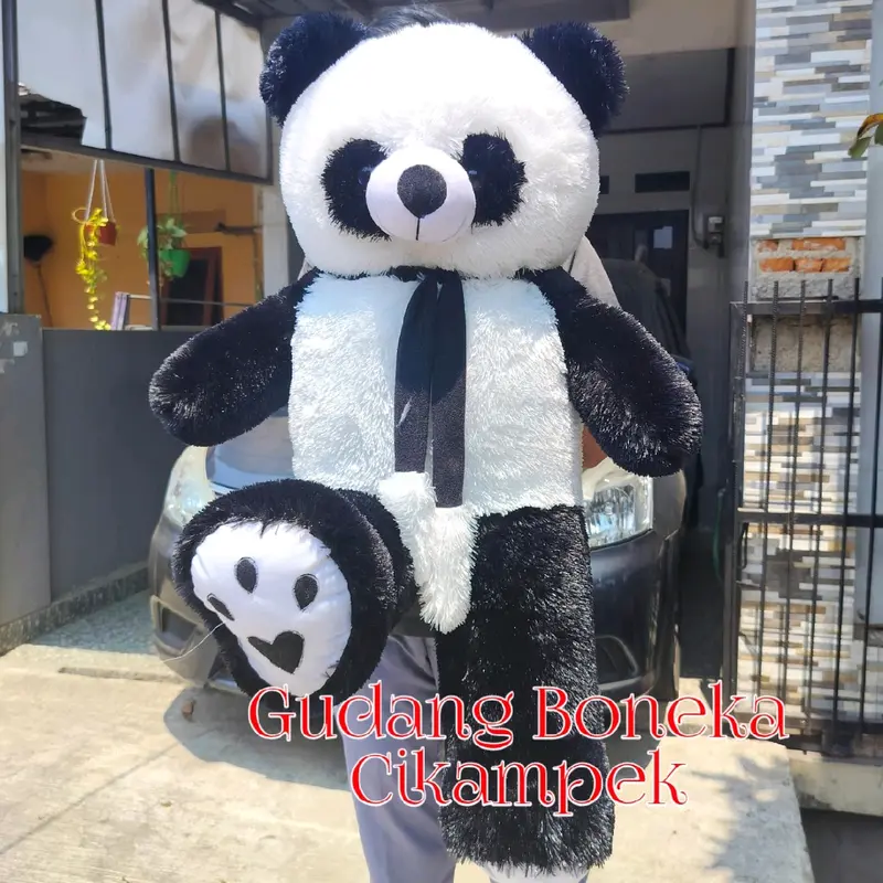 Boneka Panda Hitam Putih Syal Telapak Jumbo - Mainan Anak Berkualitas Tinggi - Toys 0