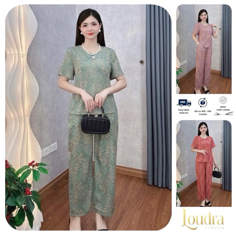 Đồ bộ trung niên, Đồ bộ mặc nhà B07 Loudra shop (jolle) Đồ bộ cho mẹ, bà quần dài áo cộc chất lụa MANGO mềm mịn thoáng mát, thấm hút mồ hôi