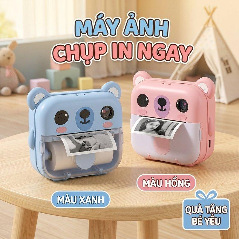 Máy Ảnh Trẻ Em Máy In Tức Thì Đồ Chơi Quà Tặng In Nhiệt Không Cần Mực IPS Màn…