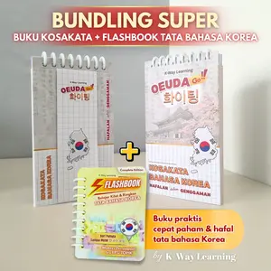 BUNDLING SUPER Buku Kosakata + Flashbook Tata Bahasa Korea Complete Edition materi tes EPS-Topik praktis mudah dibawa