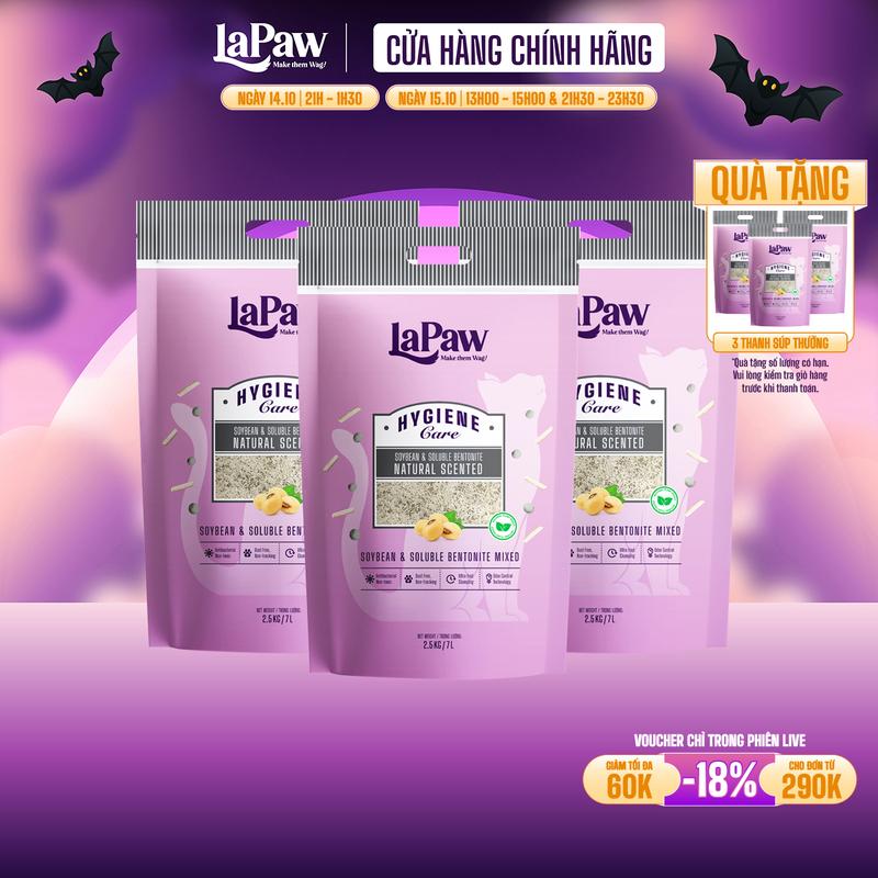 LaPaw [Mua 3 Tặng 3] Cát đậu nành mix cát đất sét cho mèo vón cục cao cấp 7L/ 2,5 KG