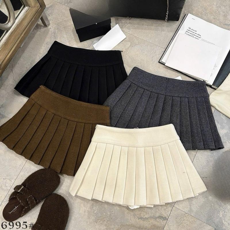 YENLE | 6995 Chân Váy Dạ Xếp Ly 4 Màu FORM NHỎ Hàng QCCC Có Quần Bảo Hộ Khoá Sườn Đầm Nữ Dáng Ngắn