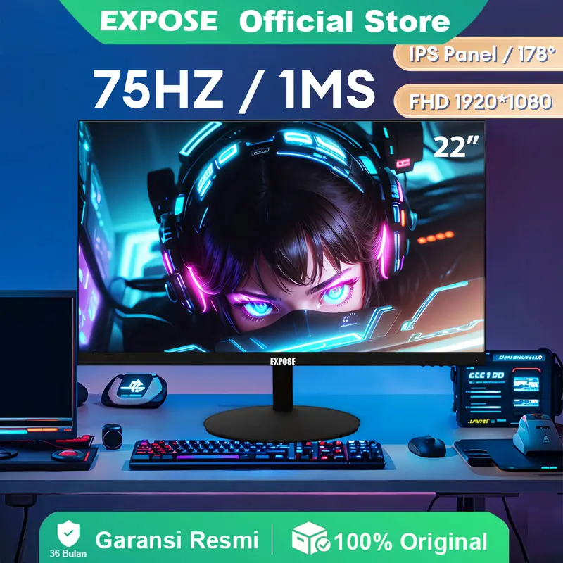 【EXPOSE】Monitor 22 Inch 75Hz pc Monitor gaming Full HD IPS New Monitor With HDMI VGA For Play PS3/PS4 0