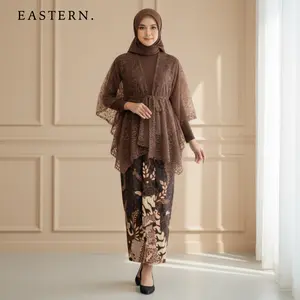 (FREE HIJAB) Kebaya Modern Elegant Brokat GHINA Remaja untuk Kondangan atau wisuda Bawahan Rok Lilit Batik Bordir Satin Atasan Outer Tile Panjang Wanita Mewah Setelan Pesta Lamaran Hitam Dewasa