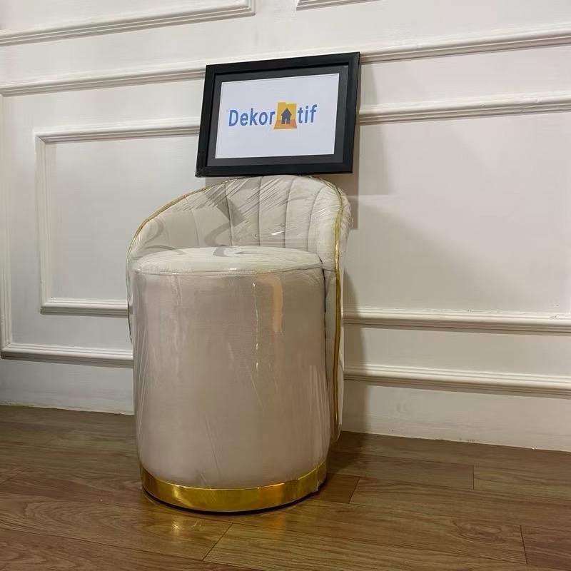 Davina- Stool bulat dengan senderan sofa murah Stool cantik puff aesthetic 3