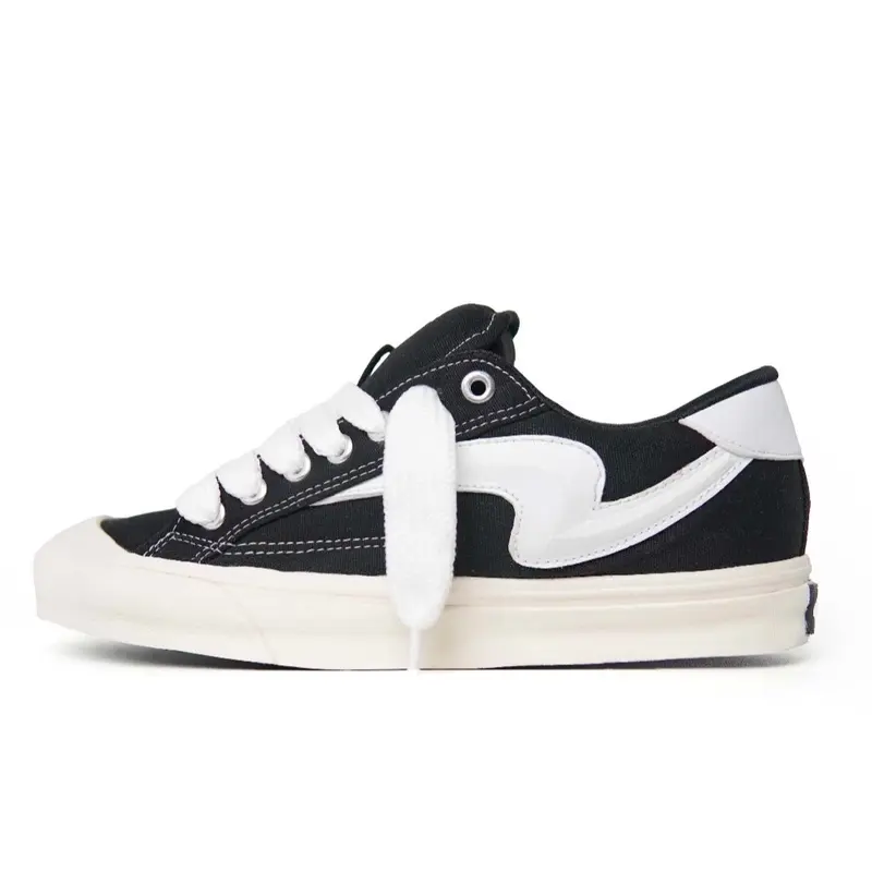 Raingel-BIGMAX Black White Sneakers Casual Pria Wanita Unisex Sepatu Hitam Putih 0