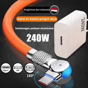 Superior quality 240W Fast Charging Tipe C Micro USB iOS Apel Lightning 240W 1.0M Pengisian Cepat Type C Untuk Android